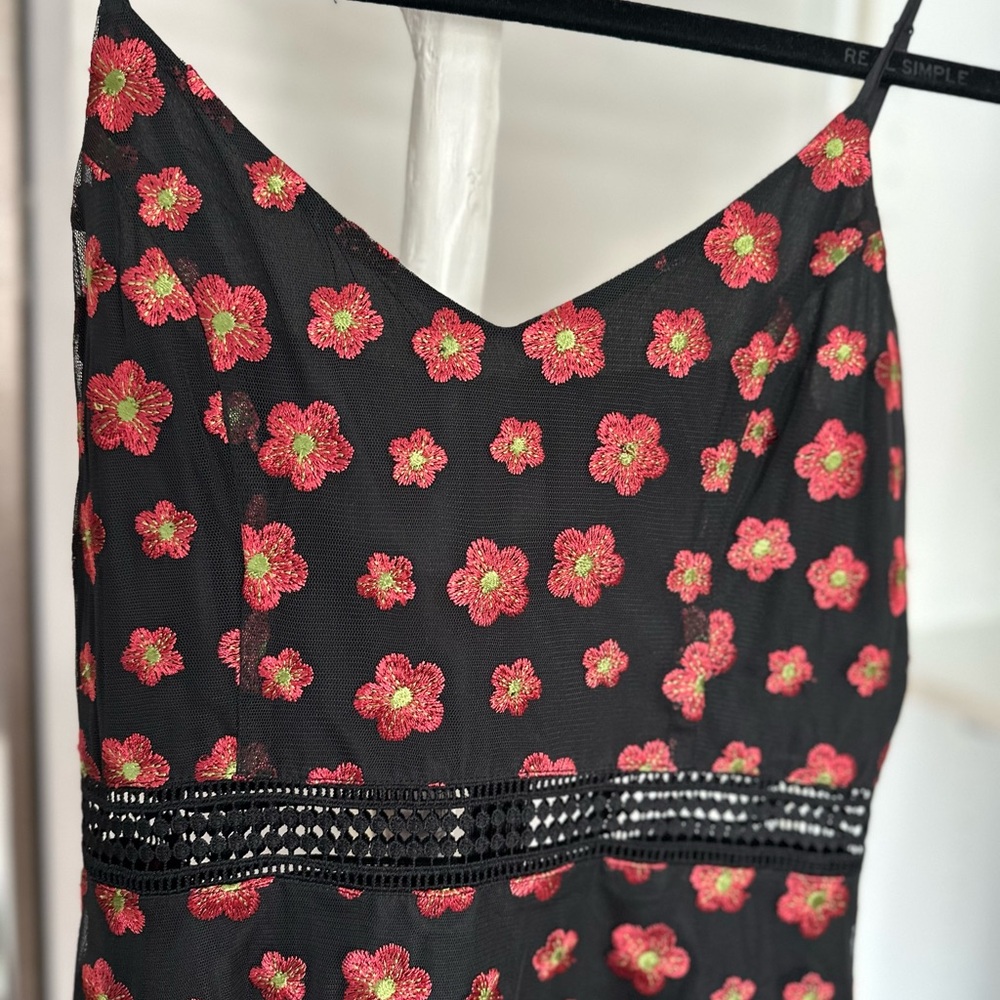 Jack by BB Dakota Black Dress with Red Floral Pattern